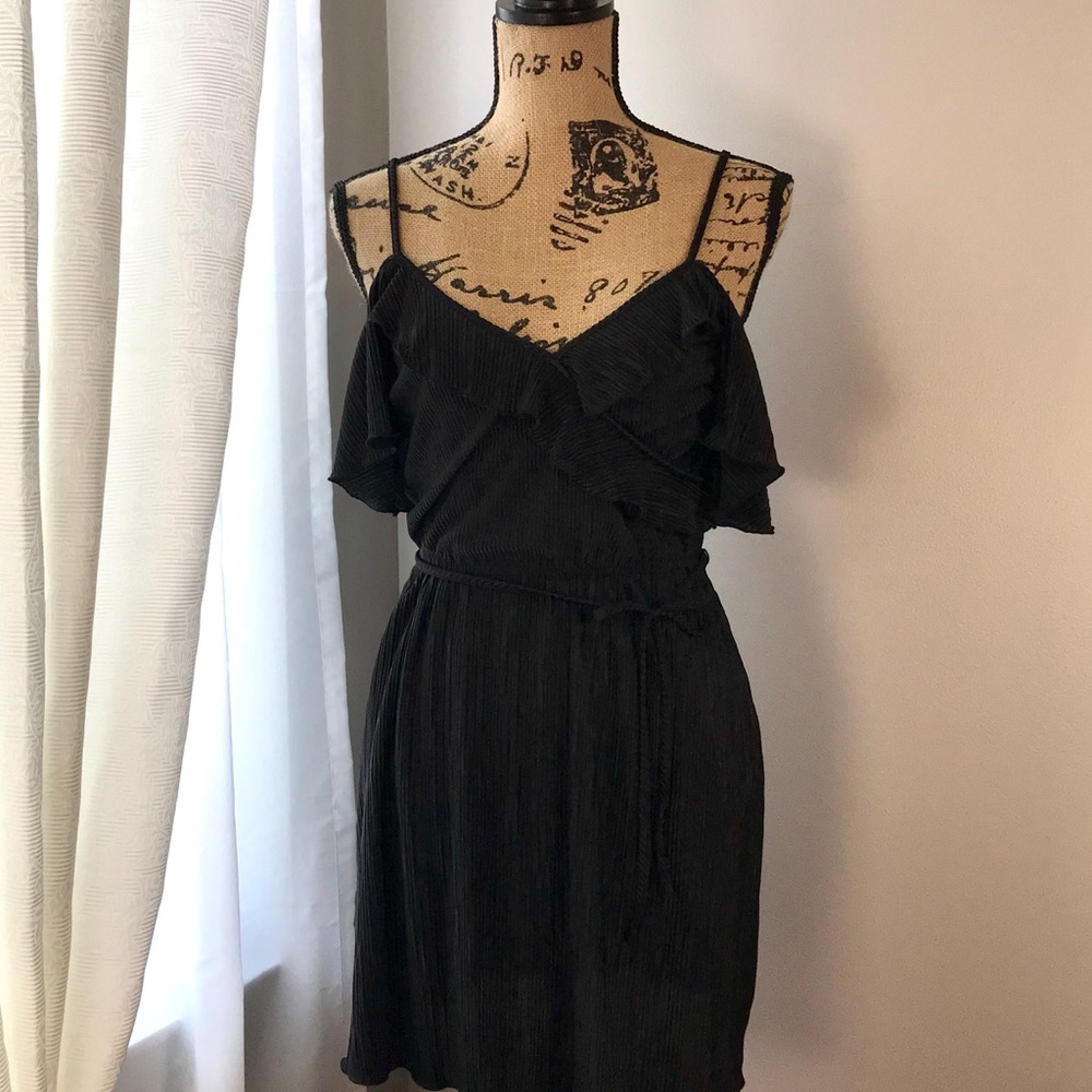 Candies Juniors Plisse Cold Shoulder Black Dress